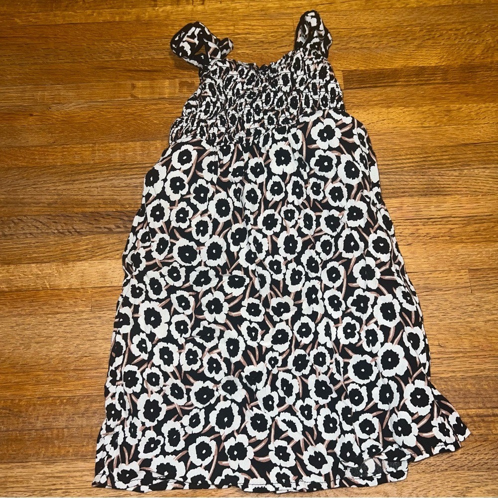 Diane Von Furstenberg‎ Girl 2T Black White Brown Floral Smocked Maxi Sun Dress